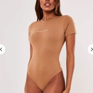 Missguided tan crew neck bodysuit